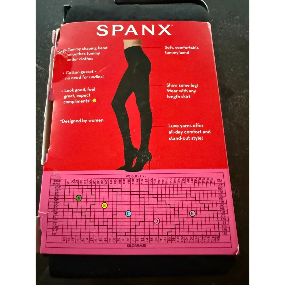 Spanx Tummy Taming Tights Very Black Opaque Firm Shaping Hosiery 20129R Size E